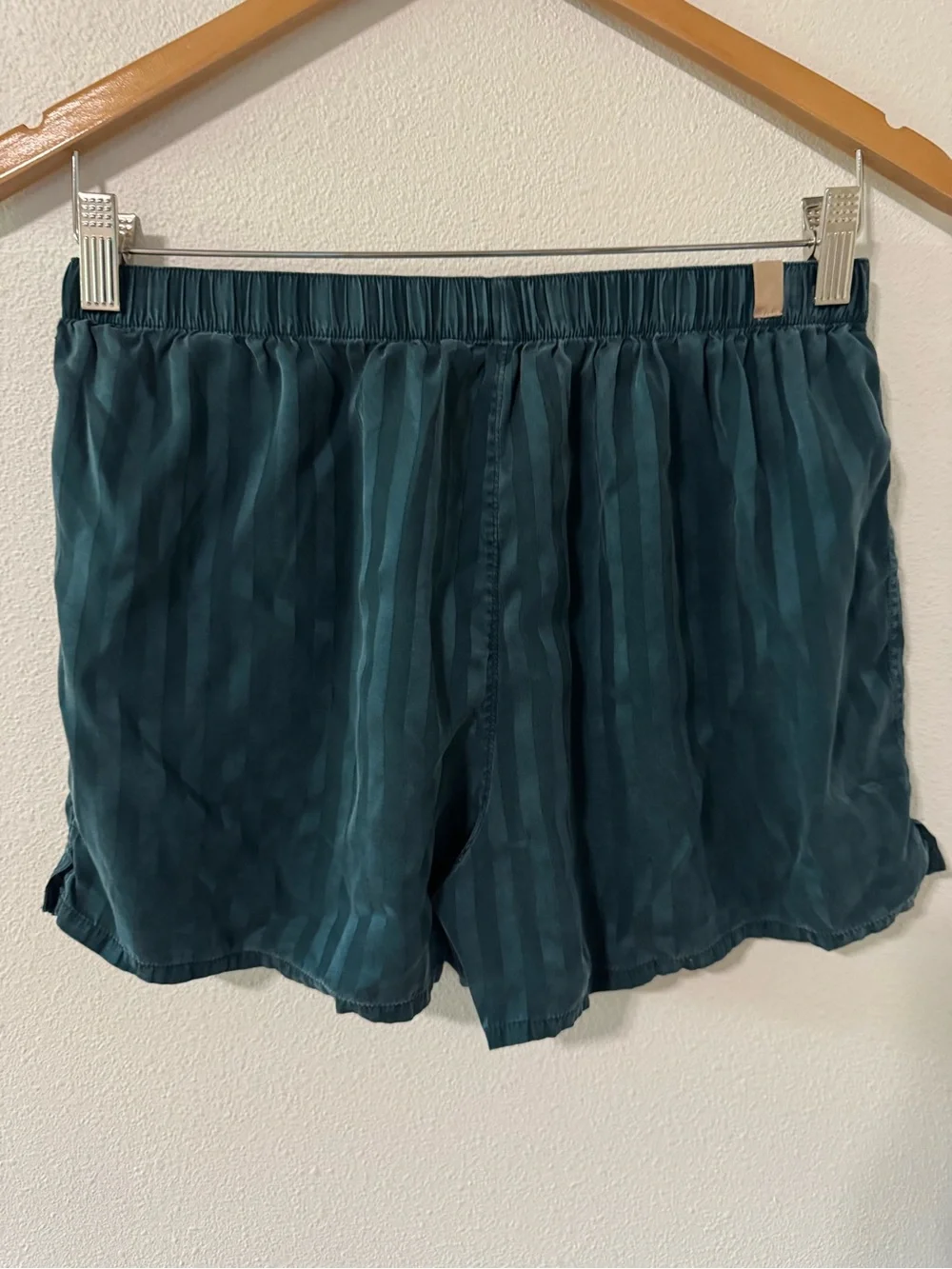 Lunya Washable Silk Striped Jacquard Boxer Dusky Cypress Green Loungewear-M